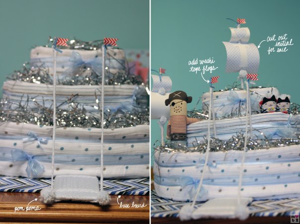 Pirate Ship Diaper Cake